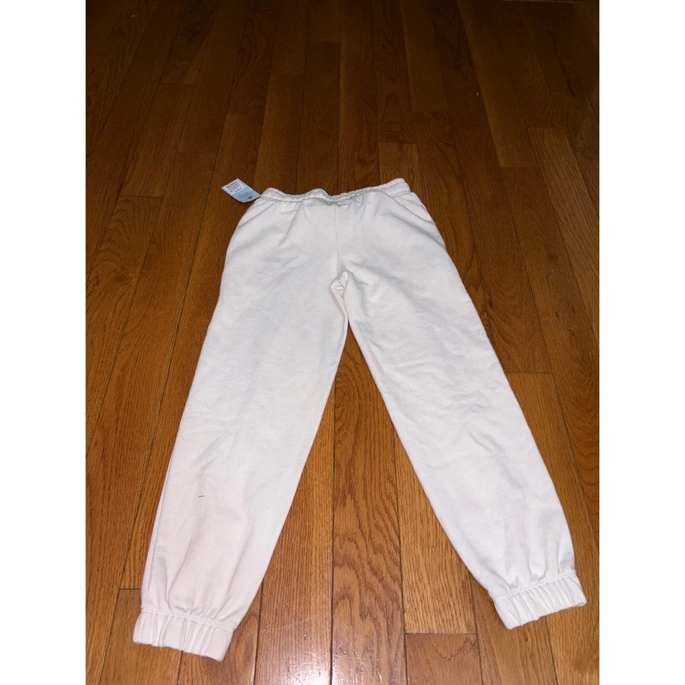 New Cat & Jack Kids Soft White Pintuck Fleece Jogger Pants Size S 6/7 NWT